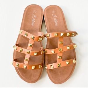 J. Mark Tan Studded Slide Sandal Form-207